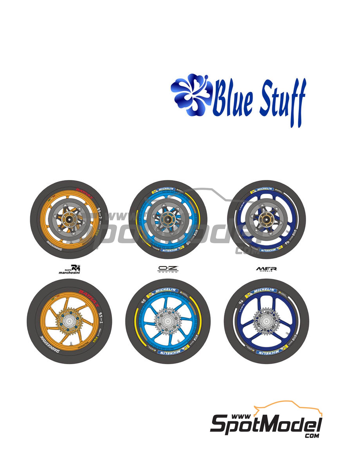 Blue Stuff Logotypes 1/12 scale Moto GP Tires and wheels logos